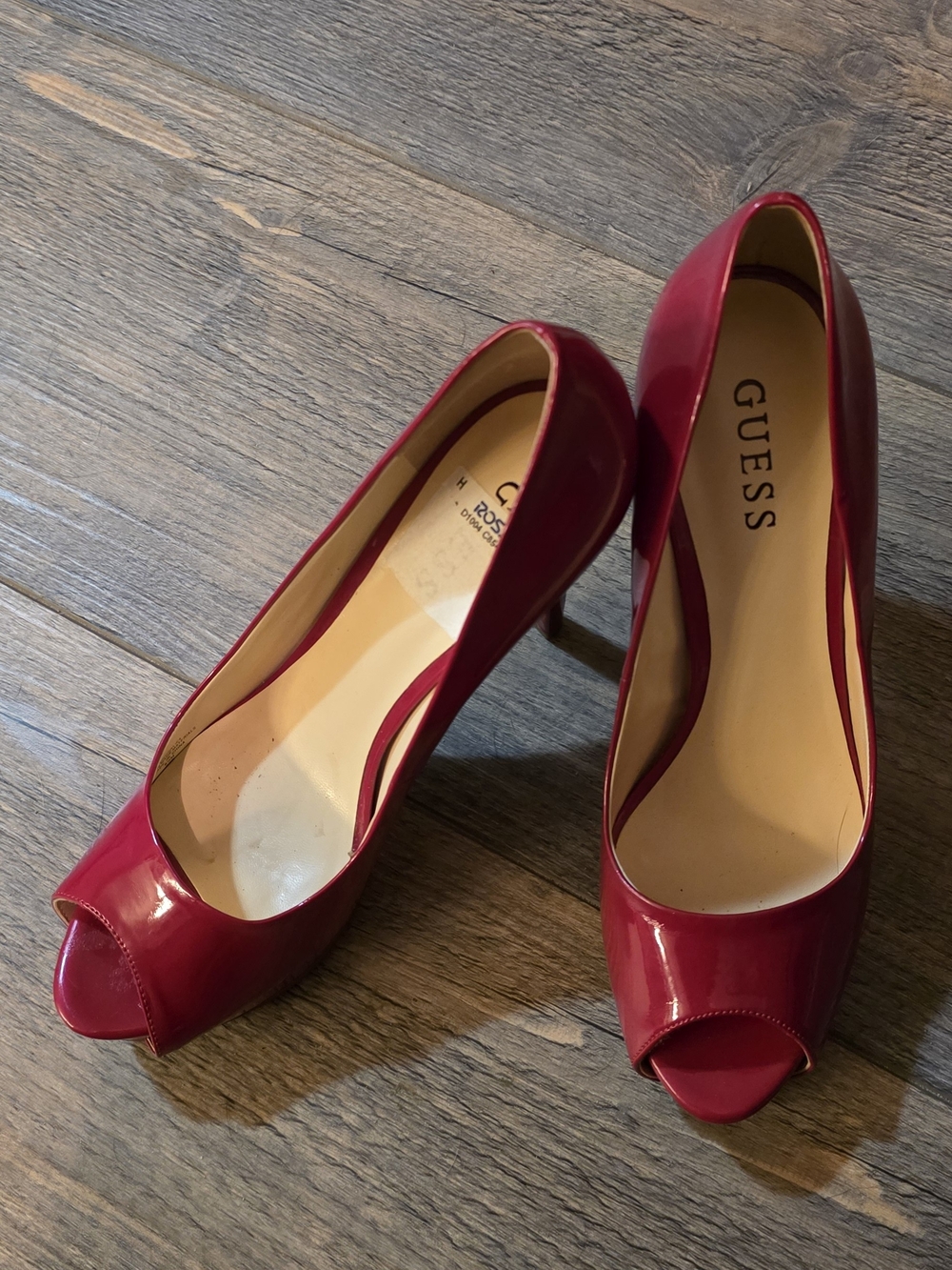GUESS Glossy Fuchsia Peep-Toe Pumps